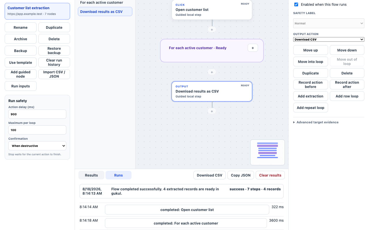 gukul local run history and diagnostics